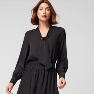 WHBM - Long Sleeve Beaded Smocked Blouson Dress